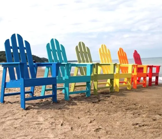 colorful Adirondack beach chairs