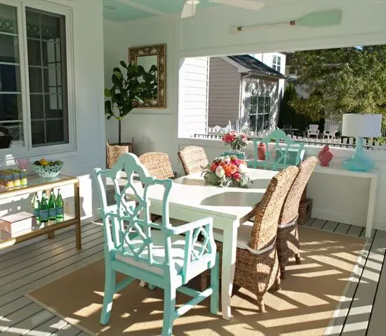 aqua porch dining room chairs