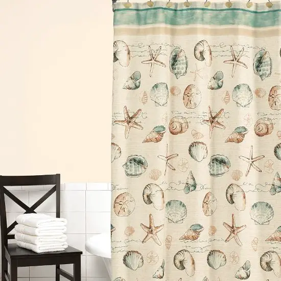 Seashell Coastal Beach Shower Curtain