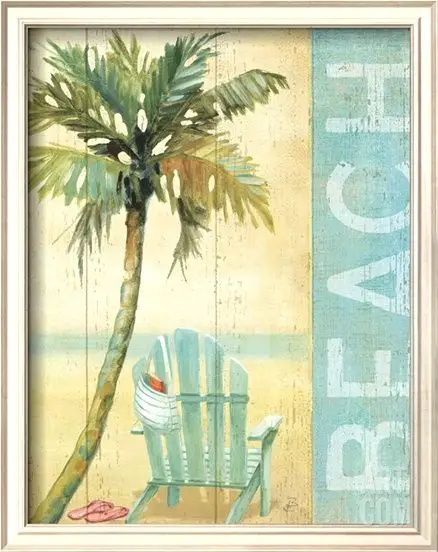 Tropical Beach Art Print with Adirondack Chair