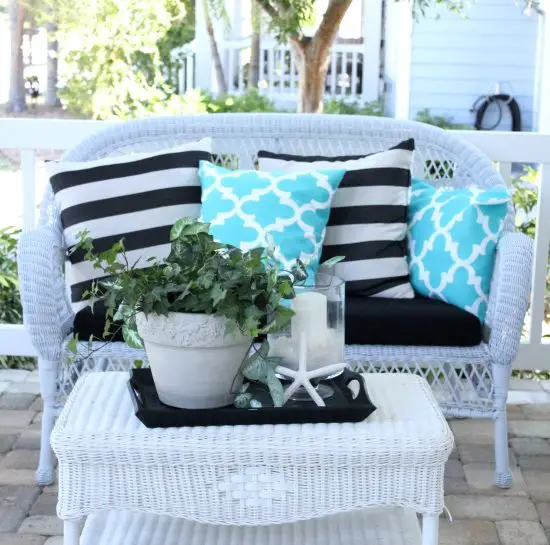 Summer Cottage Porch with White Rattan