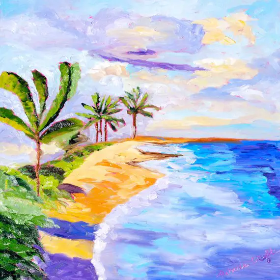 Palm Trees Beach Painting Etsy