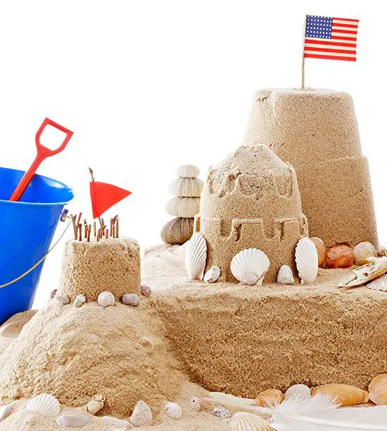 Sandcastle with American Flag 