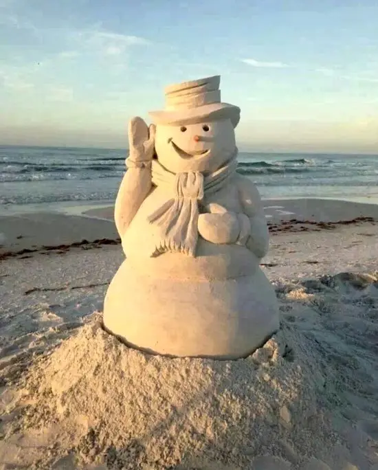 Sand Snowman on Beach