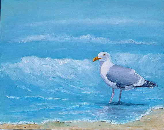 Seagull on Beach Painting