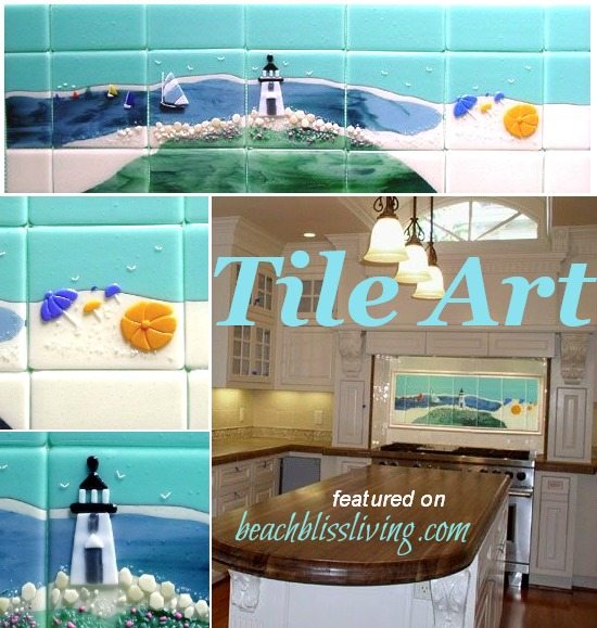 Beach Tile Art For Bathrooms And, Beach Tile Backsplash