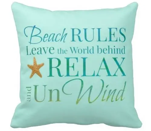 Beach Rules Pillow Subway Style
