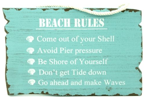 Beach Rules Wood Sign