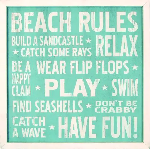 Framed Beach Rules Sign