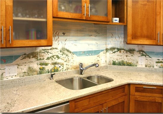 Beach Tile Mural Kitchen Backsplash