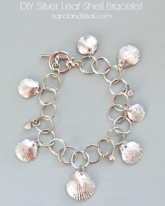 DIY Silver Leaf Seashell Bracelet