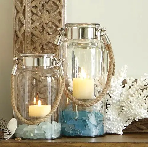 Glass Lanterns with Beach Display