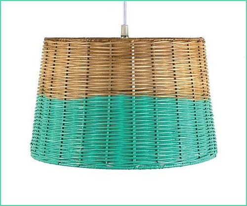 Aqua Dipped Wicker Pendant Light