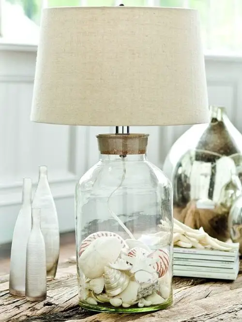 Clear Glass Table Lamp Filled