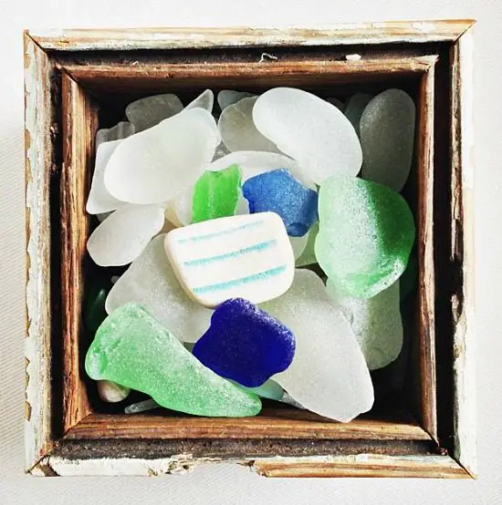 Seaglass Display in a Wood Box