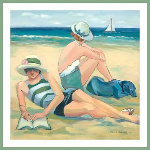 Woman Reading on the Beach Painting