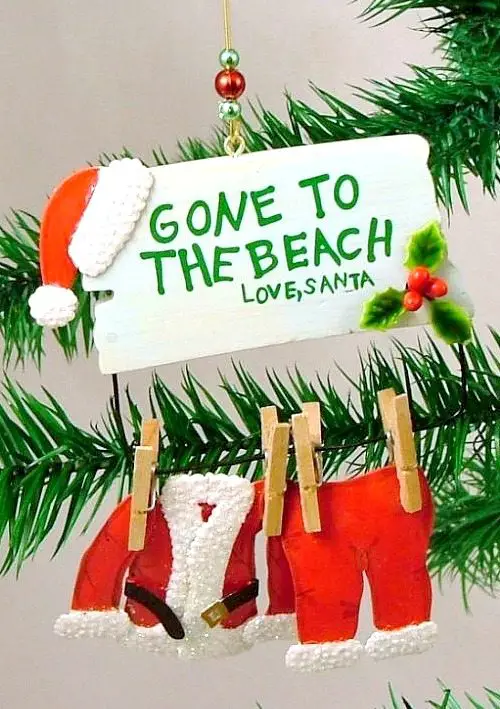 Gone to the Beach Santa Ornament