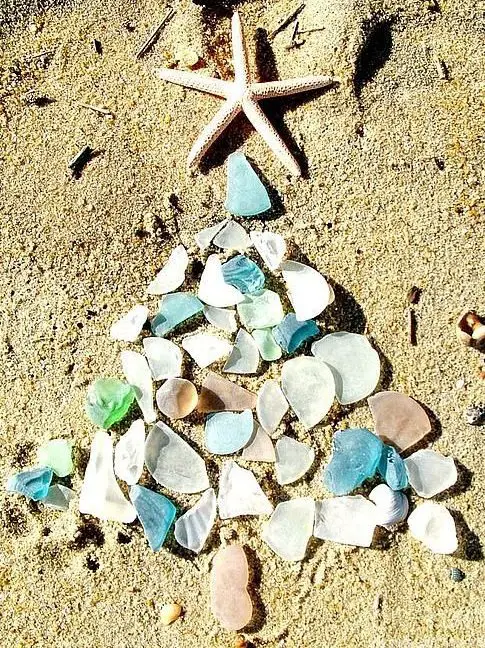 Seaglass Christmas Tree on the Beach Photo