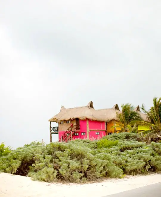 Thatched Roof Houses in Tulum Mexico