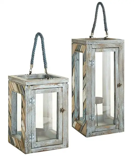 Seaside Blue Wood Lanterns 