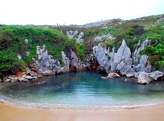 Landlocked Gulpiyuri Beach in Spain