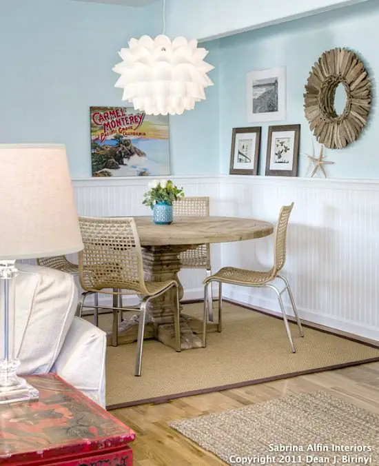 Blue Neutral Driftwood Look Living and Dining Room