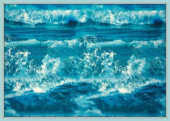 Blue Ocean Waves Fabric