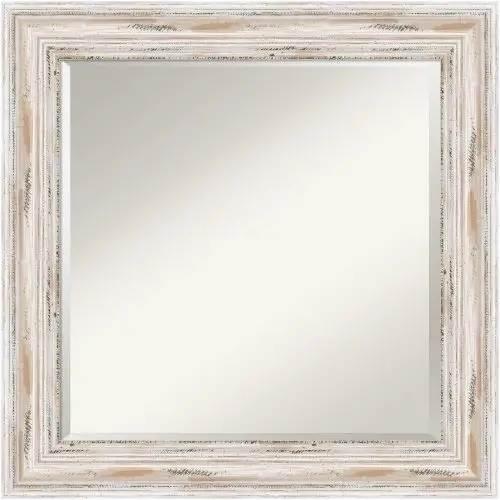 Large White Washed Wood Mirror