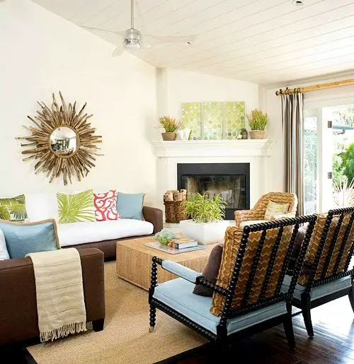 Large Driftwood Mirror Above Sofa