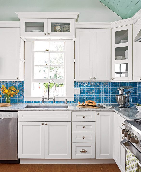 Blue Kitchen Tile Backsplash Cottage Decor