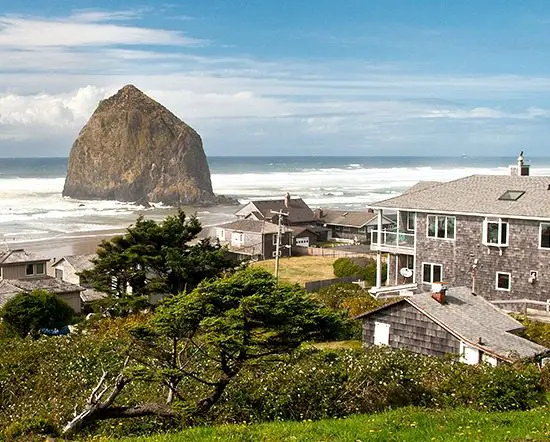 Cannon Beach Town with Haystack Rock