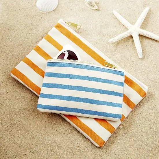 Canvas Pouch with Beachy Stripes