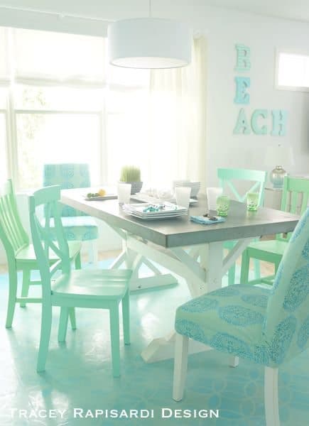 Pastel Beach Cottage Dining Room Kitchen