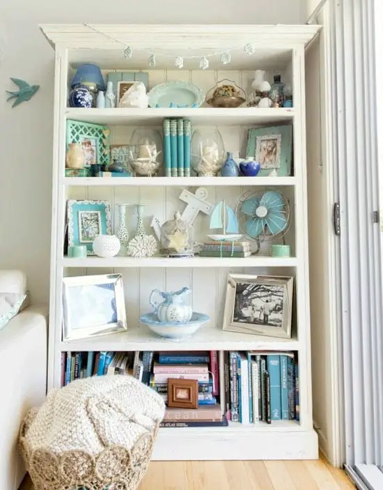 Shelf Decor Styling with a Beach Theme