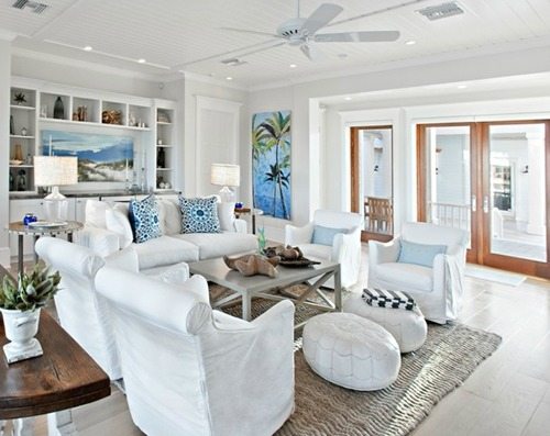 White Beach Poufs Living Room