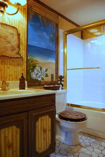 tropical themed bathroom