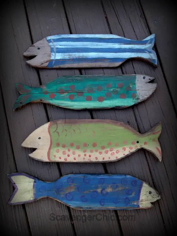 Modern Wood Wall Art, Animal Fish Decor, Fish Wall Hanging