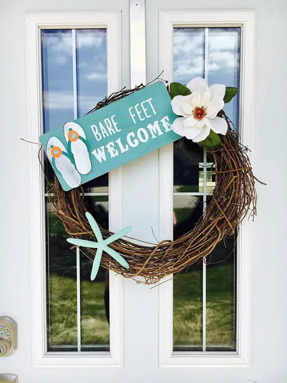 Welcome Floral Grapevine Wreath for Front Door, Spring or Summer Decor –  BeautifulMesh