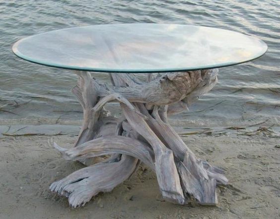 driftwood base for glasstop table