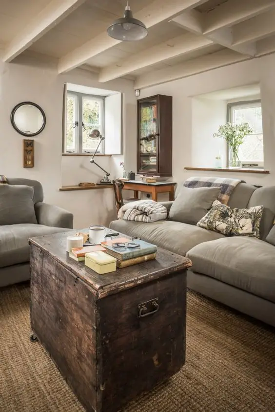 old sea trunk as a high coffee table