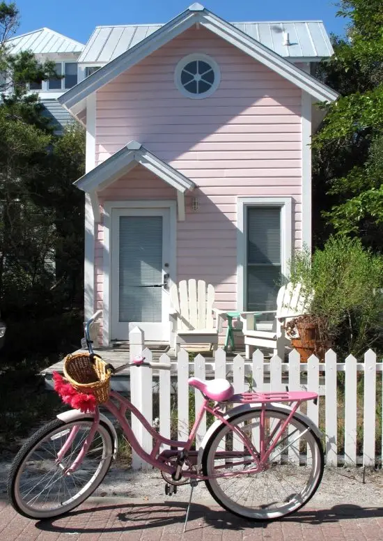 pink beach cruiser with basket