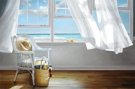 Chair by Window with Ocean View Painting