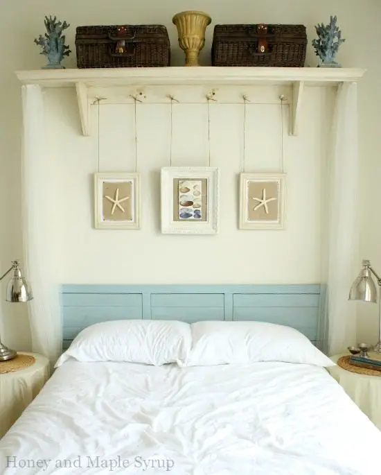 Bed Beach Themed Decor Ideas, Bedroom Shelving Ideas Above Bed