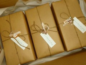 Brown Paper Gift Wrap with Twine and Shell