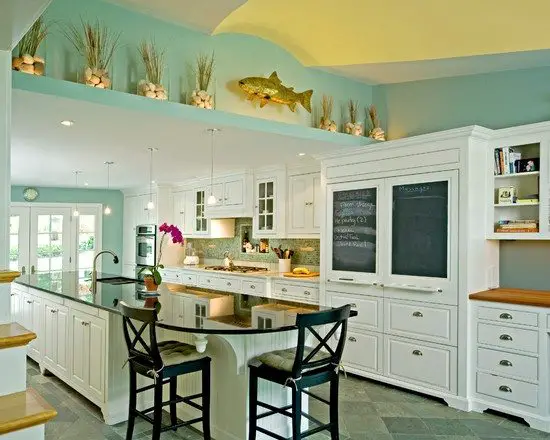Seaglass Green Painted Walls Kitchen