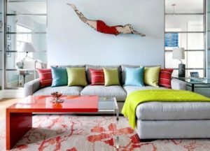 Vintage Diver Sculpture Over Sofa