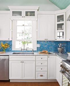 Blue Kitchen Tile Backsplash Cottage Decor